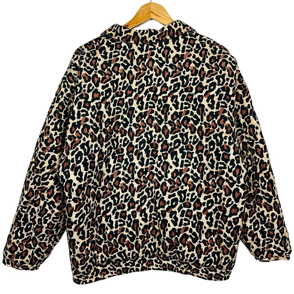 The Icing Vintage 80s Silk Animal Print Cheetah Quilted Puffer Bomber Jacket - Picture 5 of 13